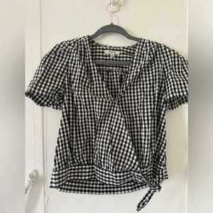 Madewell gigham checked top black and white M